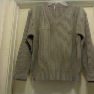 SWEATERING MILITARY STYLED OLIVE DRAB RIBBED PATCHES UNISEX L